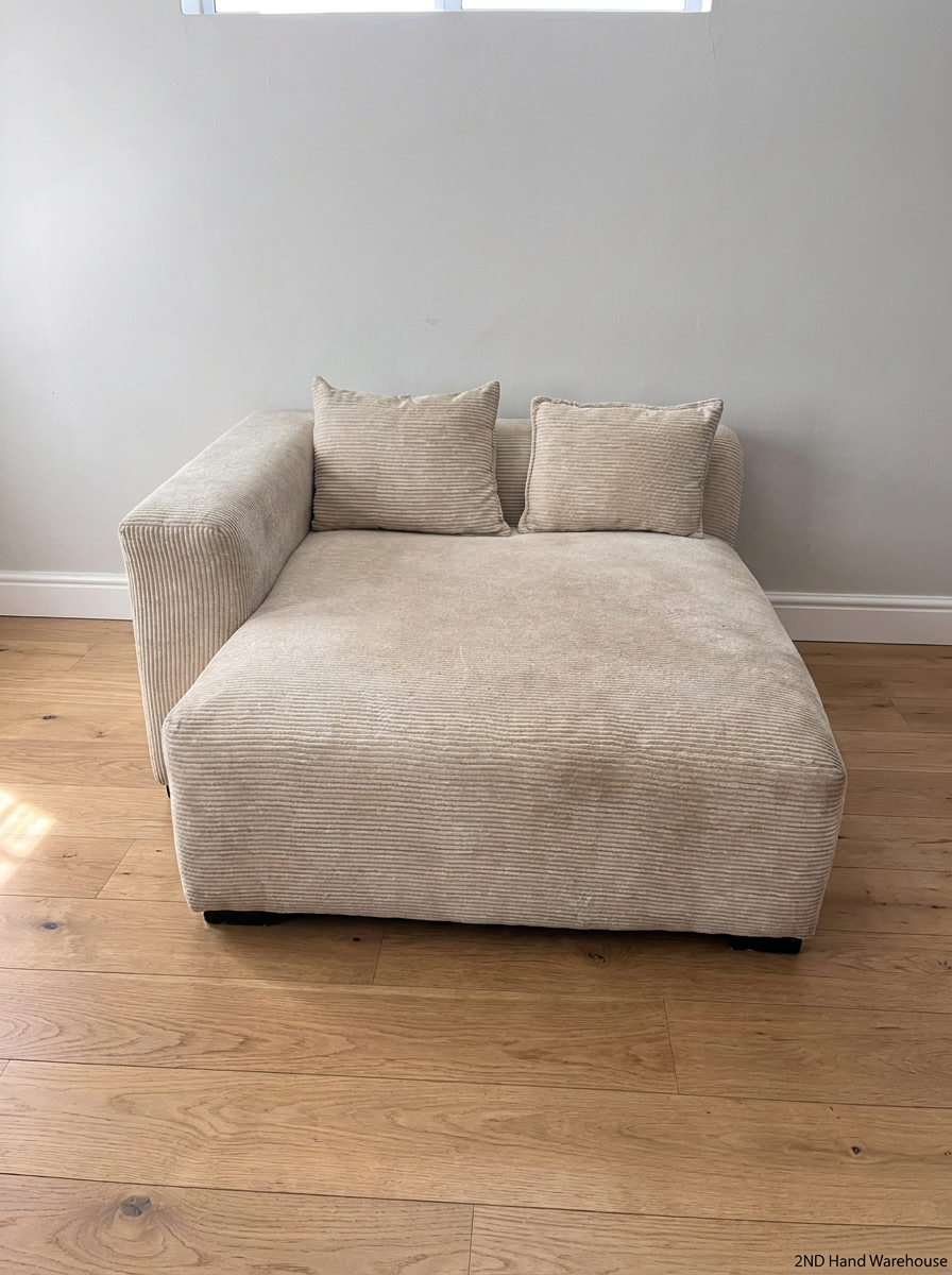 Cream Corduroy Day Bed with Tapered Armrest — Good Working O
