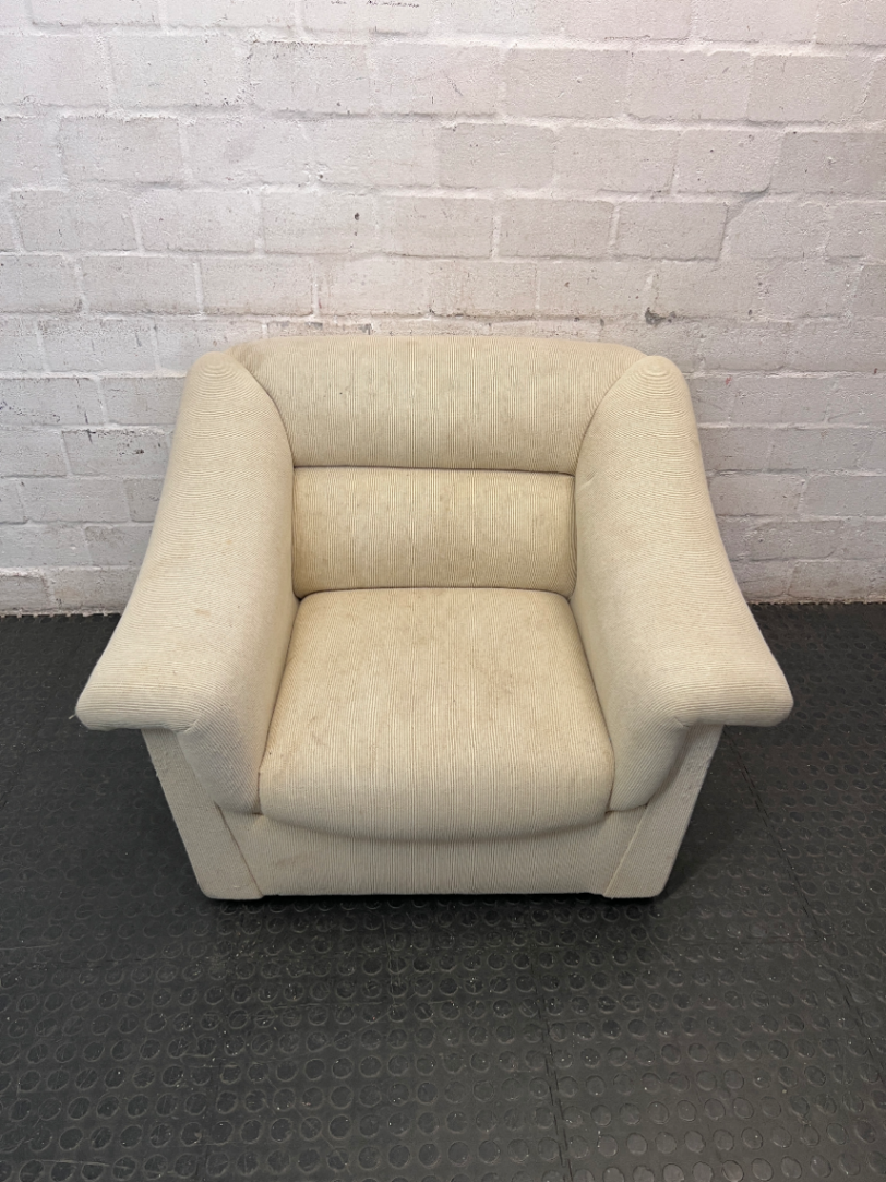 Cream Corduroy Upholstered 1 Seater Couch