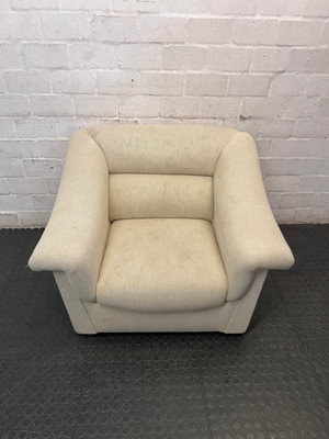 Cream Corduroy Upholstered 1 Seater Couch