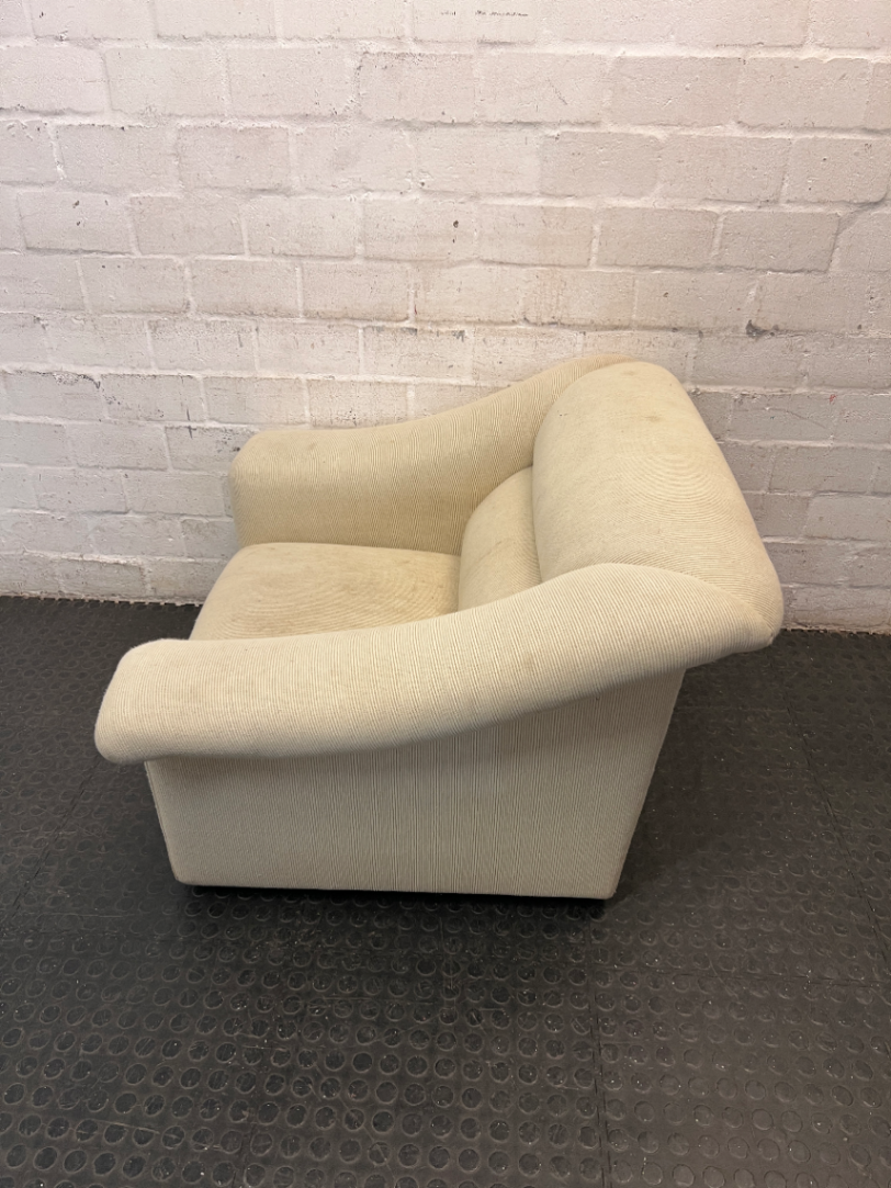 Cream Corduroy Upholstered 1 Seater Couch