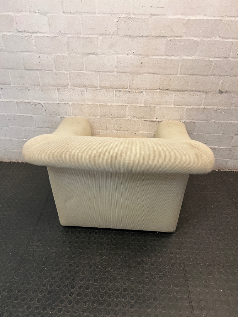 Cream Corduroy Upholstered 1 Seater Couch