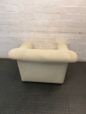 Cream Corduroy Upholstered 1 Seater Couch