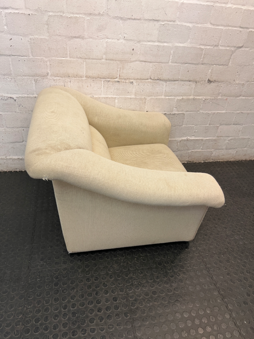 Cream Corduroy Upholstered 1 Seater Couch