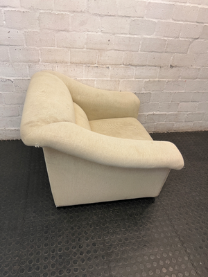 Cream Corduroy Upholstered 1 Seater Couch