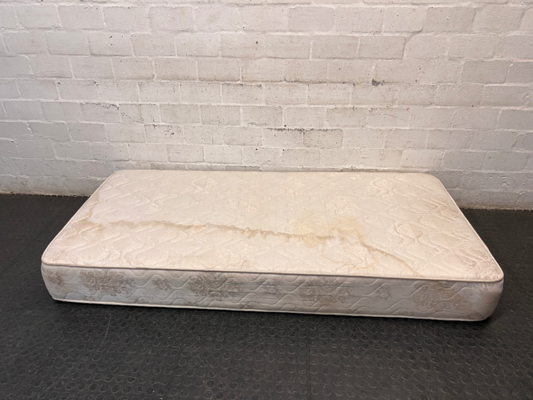 Cream Floral Single Bed Mattress — Water Damage Stains