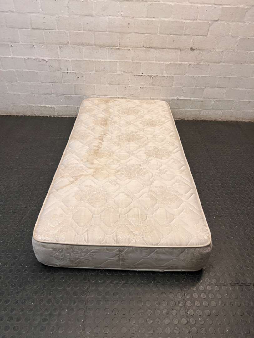 Cream Floral Single Bed Mattress — Water Damage Stains