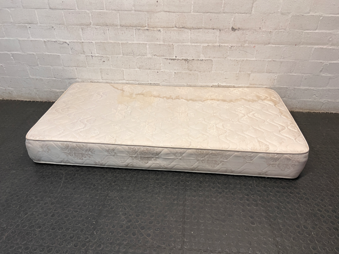 Cream Floral Single Bed Mattress — Water Damage Stains