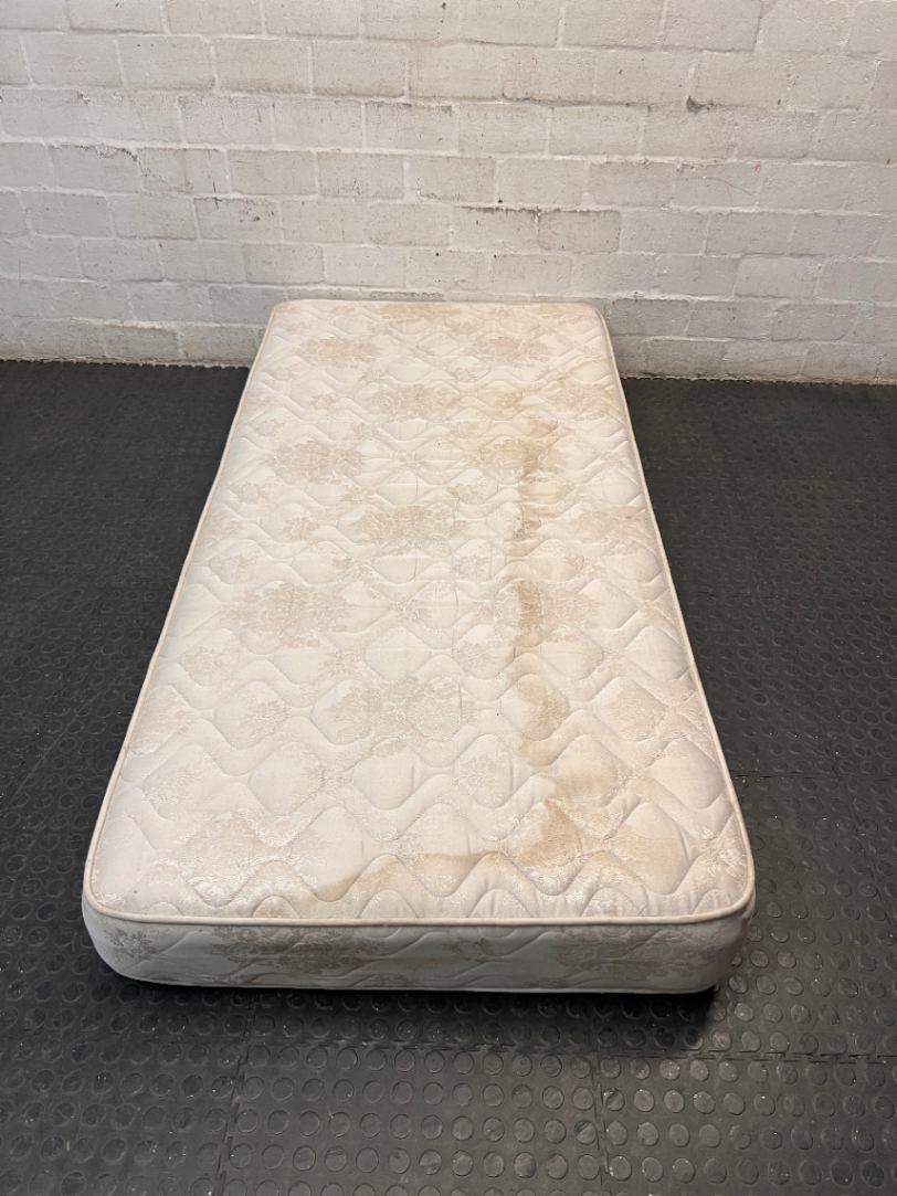 Cream Floral Single Bed Mattress — Water Damage Stains