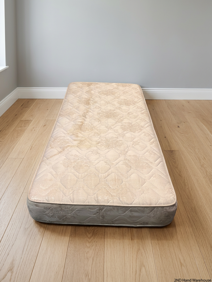 Cream Floral Single Bed Mattress — Water Damage Stains