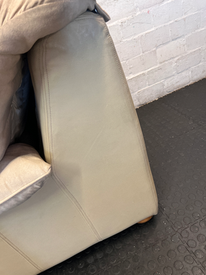 Cream Microsuede 1 Seater Couch - Minor Velcro Wear - 2ndhandwarehouse.com