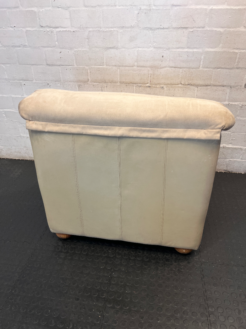 Cream Microsuede 1 Seater Couch - Minor Velcro Wear - 2ndhandwarehouse.com