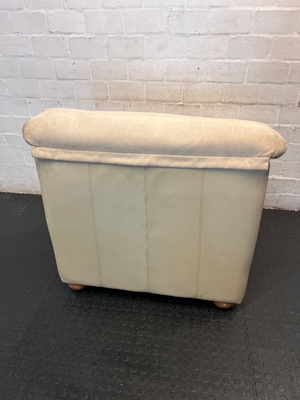 Cream Microsuede 1 Seater Couch - Minor Velcro Wear - 2ndhandwarehouse.com