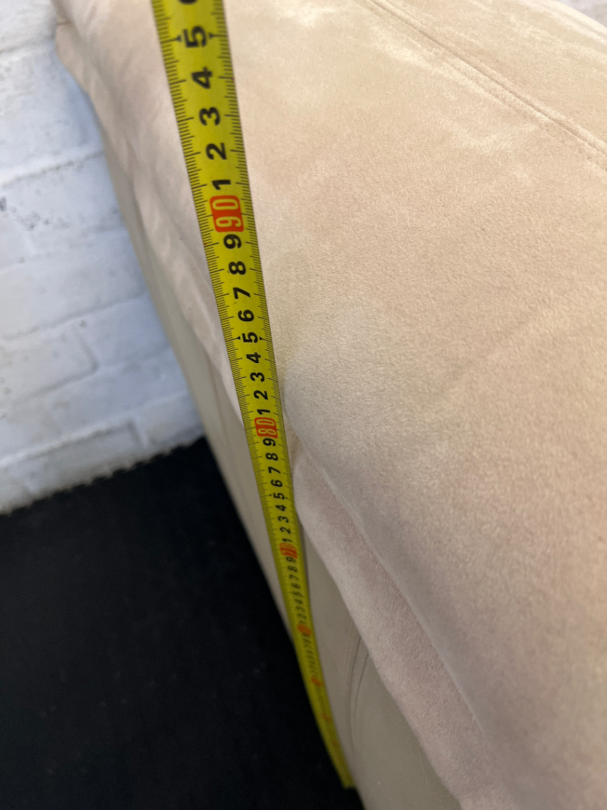 Cream Microsuede 1 Seater Couch - Minor Velcro Wear - 2ndhandwarehouse.com