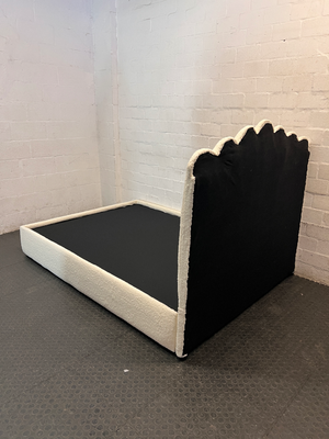 Cream Scalloped Bouclé Double Bed Frame — Good Working Order