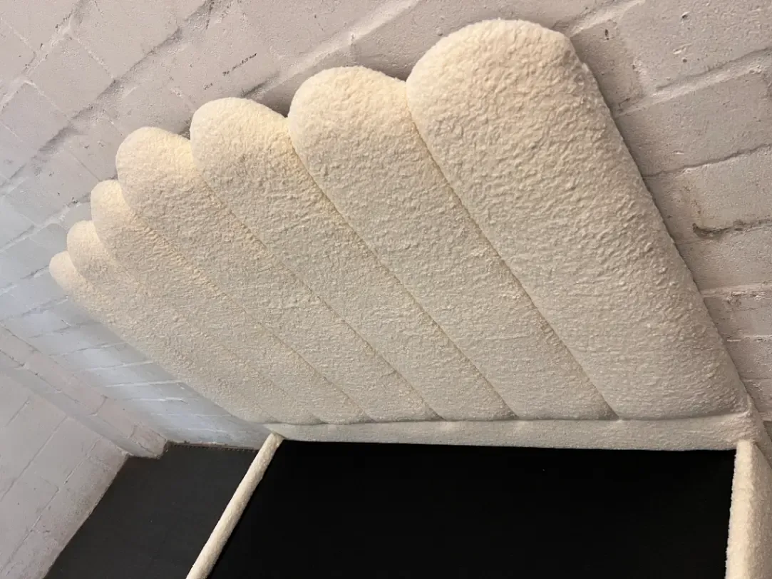 Cream Scalloped Bouclé Double Bed Frame — Good Working Order