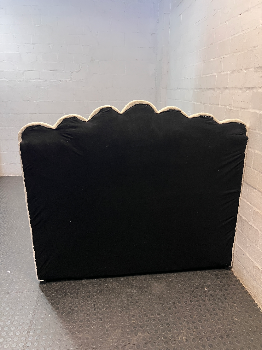 Cream Scalloped Bouclé Double Bed Frame — Good Working Order