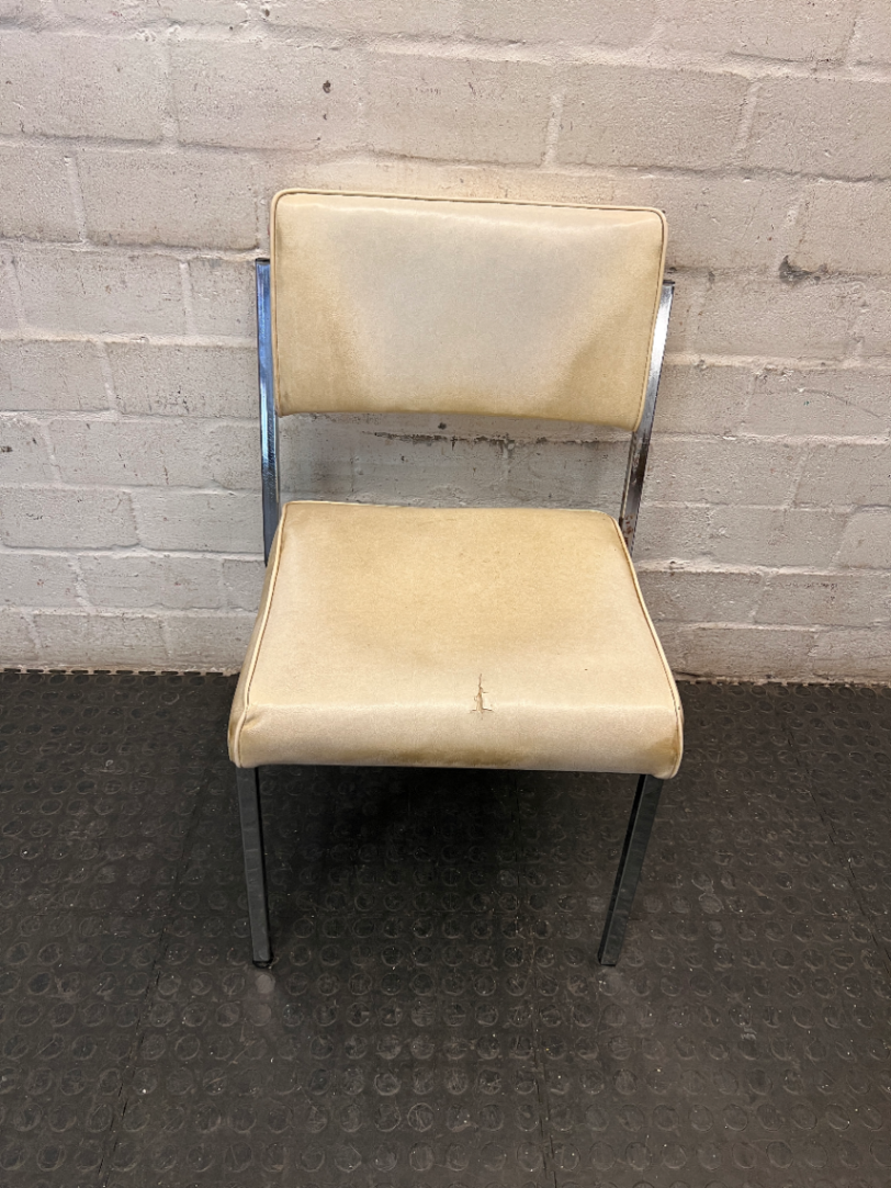 Cream Upholstered Office Chair with Chrome Frame — Upholstery Damage and Staining