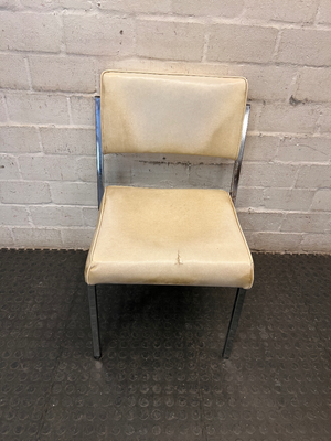 Cream Upholstered Office Chair with Chrome Frame — Upholstery Damage and Staining