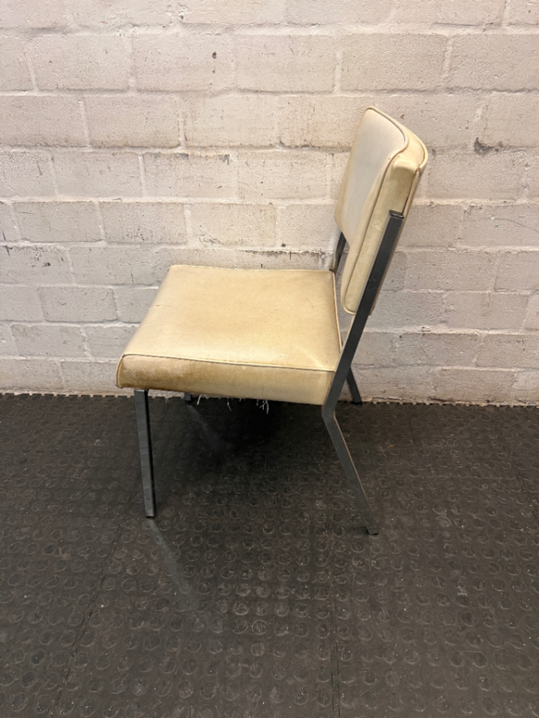 Cream Upholstered Office Chair with Chrome Frame — Upholstery Damage and Staining