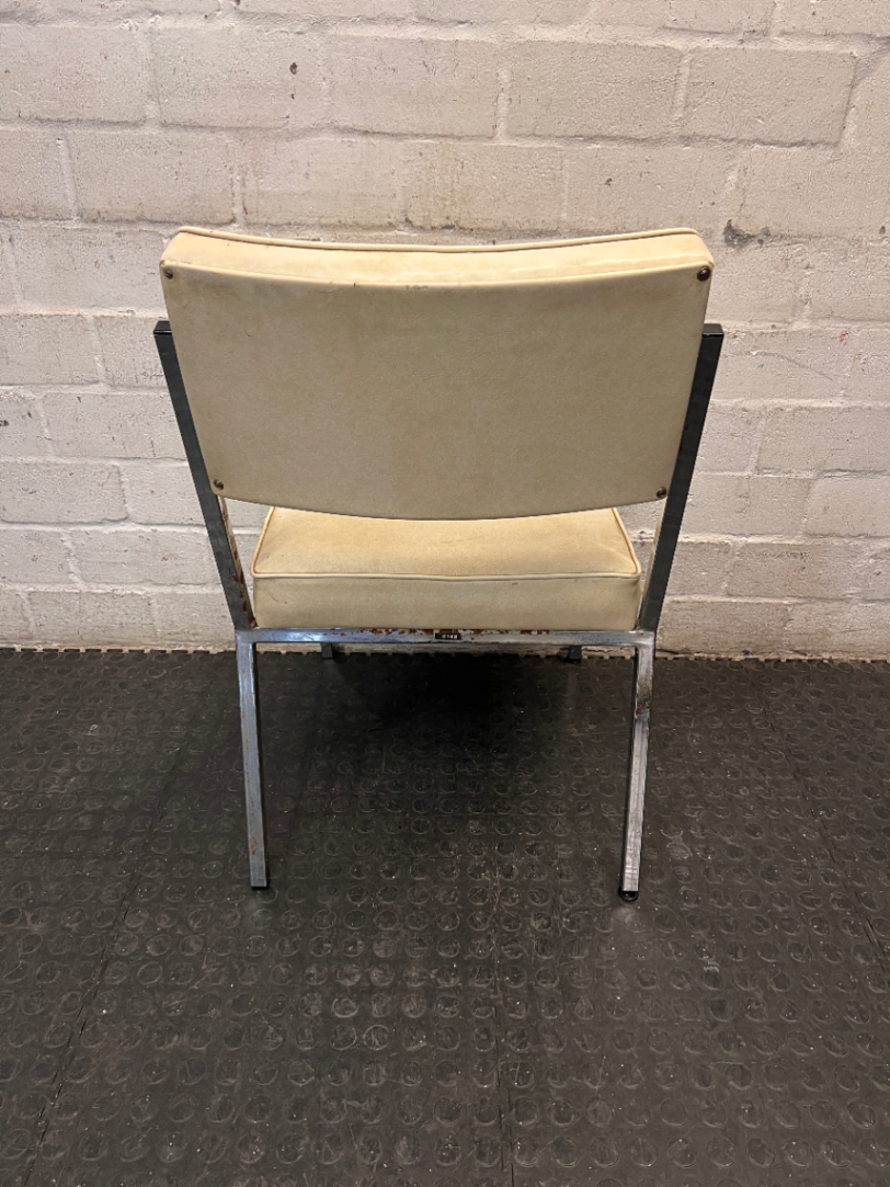 Cream Upholstered Office Chair with Chrome Frame — Upholstery Damage and Staining