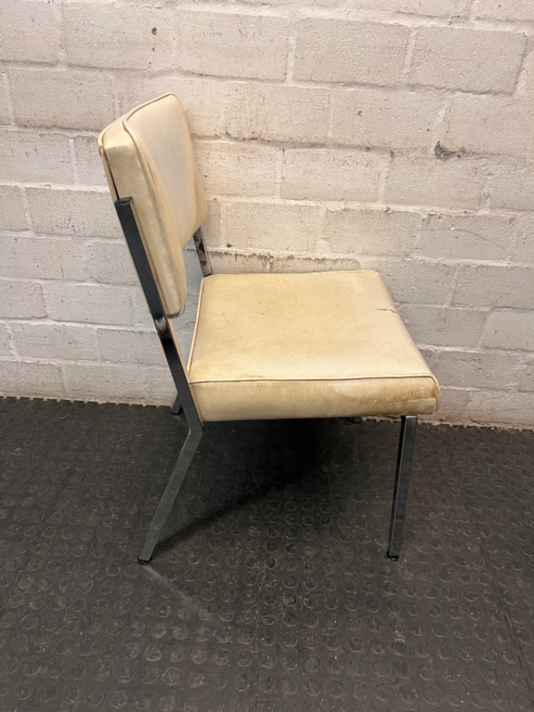 Cream Upholstered Office Chair with Chrome Frame — Upholstery Damage and Staining