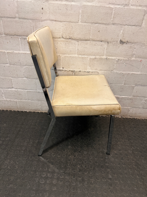 Cream Upholstered Office Chair with Chrome Frame — Upholstery Damage and Staining