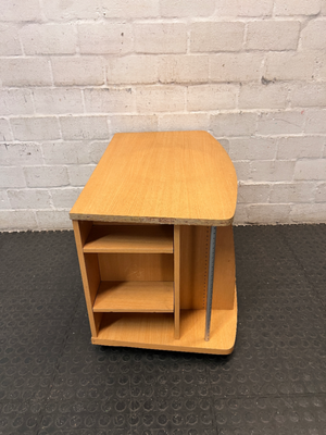 Curved Oak Finish TV Unit with Silver Accents — Damaged Wood Veneer Edge Banding