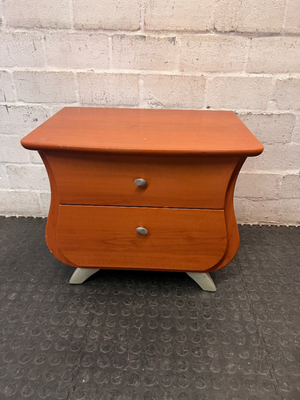 Curved Wooden 2-Drawer Bedside Pedestal