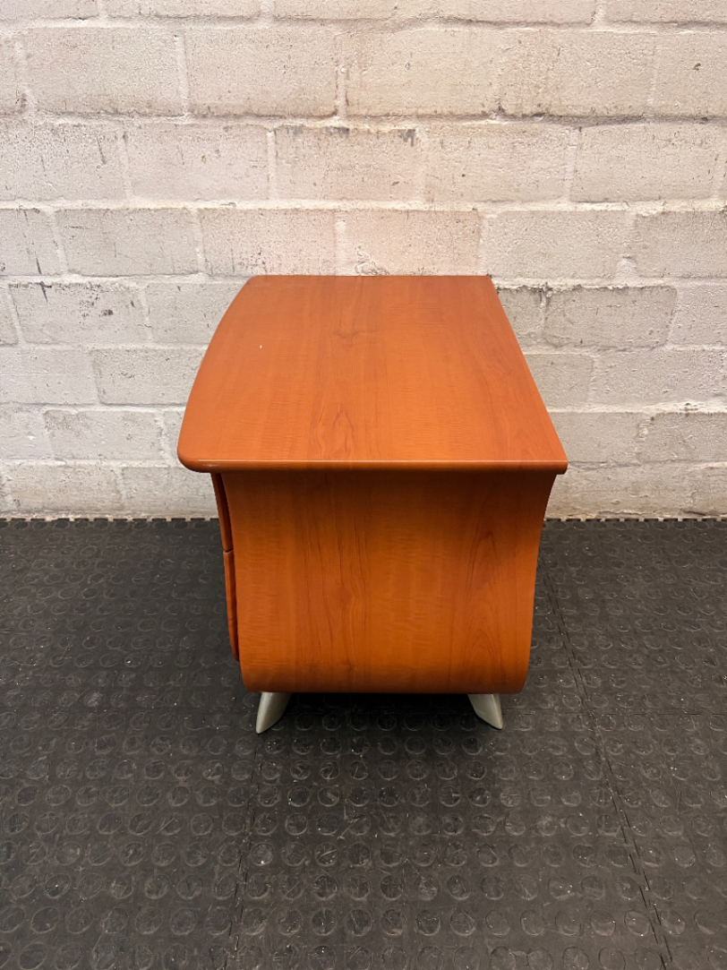 Curved Wooden 2-Drawer Bedside Pedestal