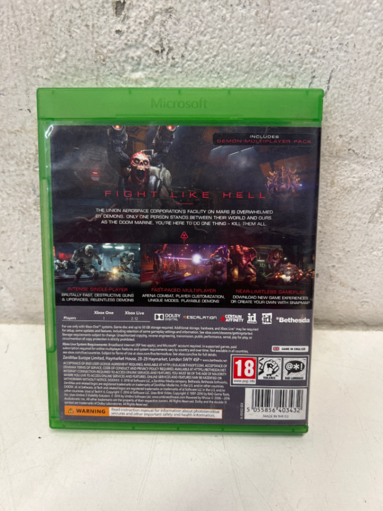 DOOM (Xbox One) - Good Condition Disc and Case - 2ndhandwarehouse.com