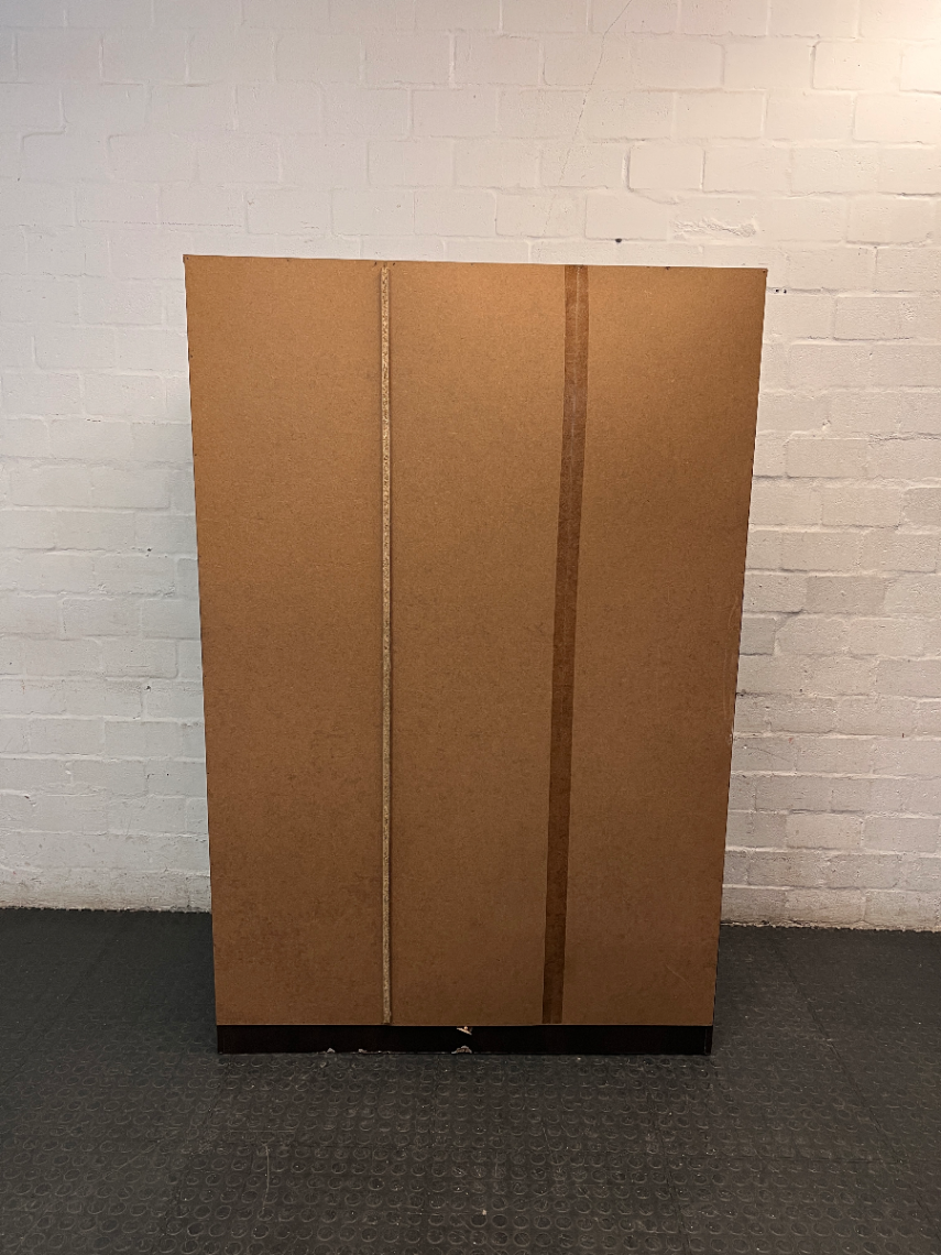 Dark Brown 3-Door Wardrobe with Drawers — Good Working Order