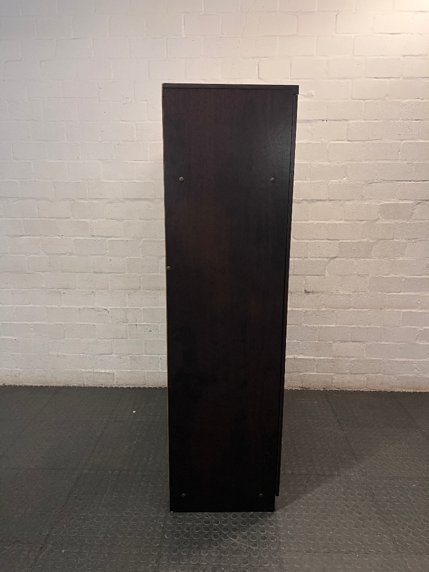 Dark Brown 3-Door Wardrobe with Drawers — Good Working Order