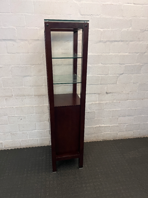 Dark Brown Antique-Style Cabinet with Glass Shelves and 4 Drawers - 2ndhandwarehouse.com