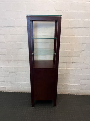 Dark Brown Antique-Style Cabinet with Glass Shelves and 4 Drawers - 2ndhandwarehouse.com