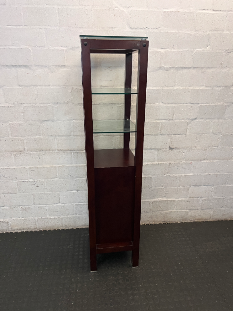 Dark Brown Antique-Style Cabinet with Glass Shelves and 4 Drawers - 2ndhandwarehouse.com