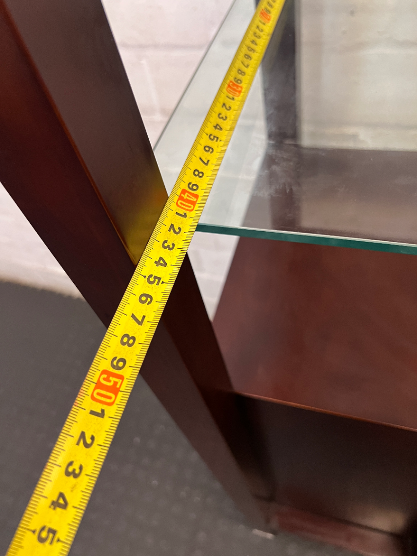 Dark Brown Antique-Style Cabinet with Glass Shelves and 4 Drawers - 2ndhandwarehouse.com