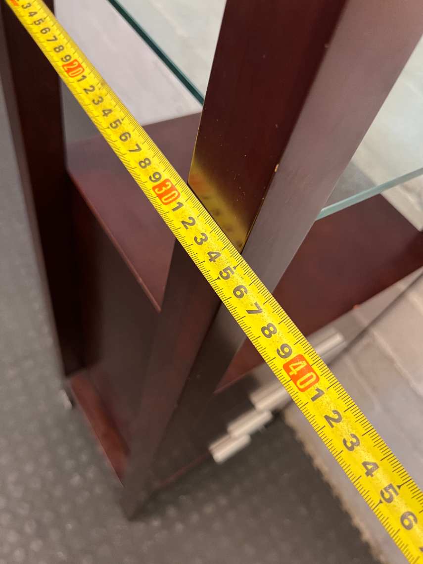 Dark Brown Antique-Style Cabinet with Glass Shelves and 4 Drawers - 2ndhandwarehouse.com