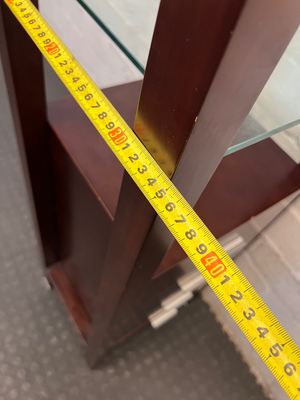 Dark Brown Antique-Style Cabinet with Glass Shelves and 4 Drawers - 2ndhandwarehouse.com