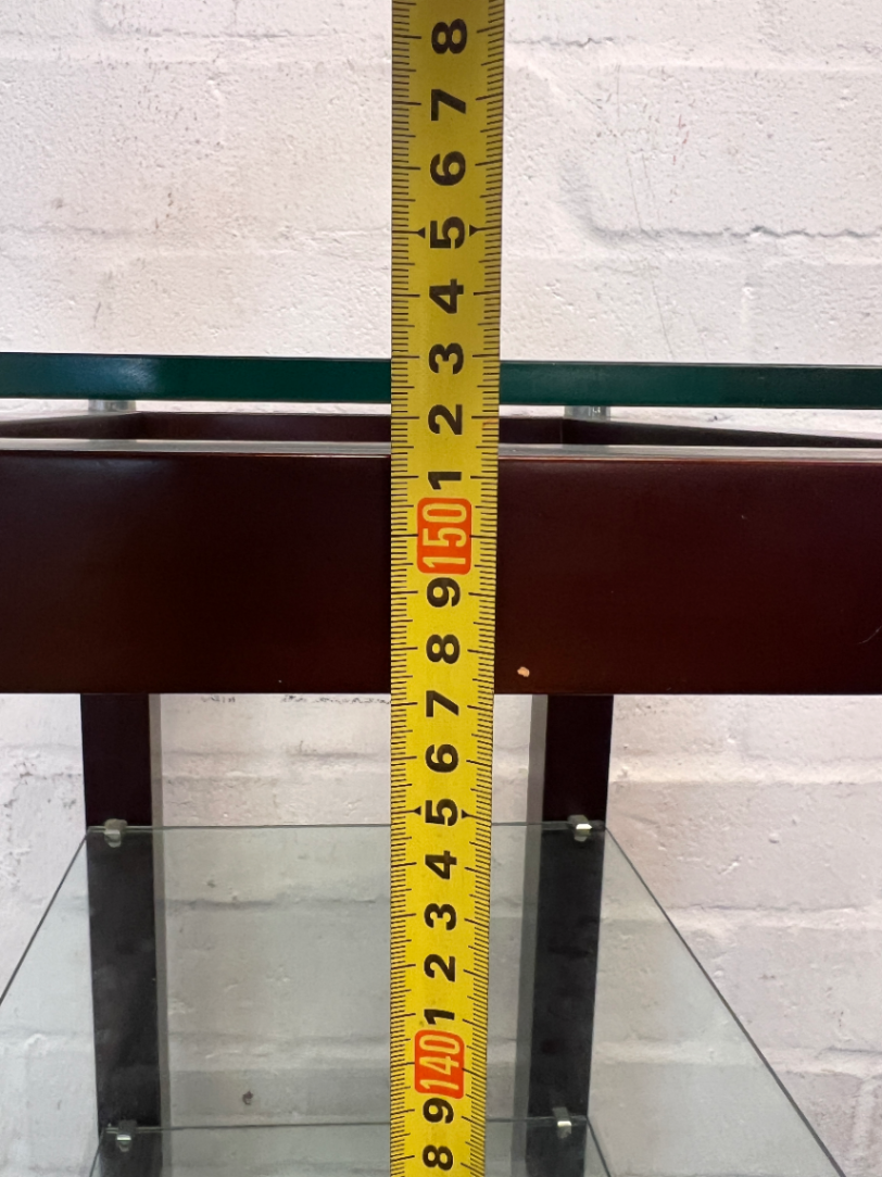 Dark Brown Antique-Style Cabinet with Glass Shelves and 4 Drawers - 2ndhandwarehouse.com