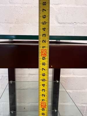 Dark Brown Antique-Style Cabinet with Glass Shelves and 4 Drawers - 2ndhandwarehouse.com