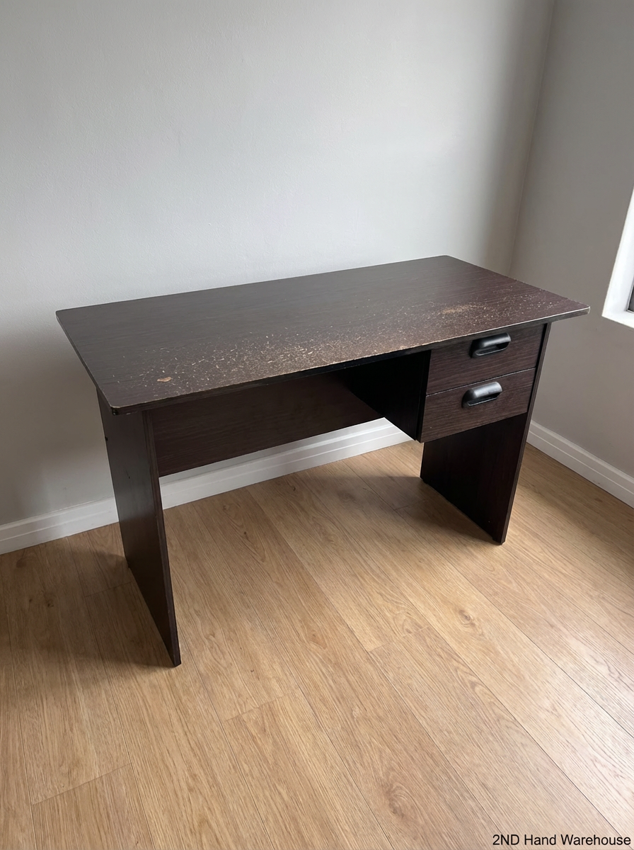 Dark Brown Decofurn Study Desk - Surface Damage to Top - 2ndhandwarehouse.com