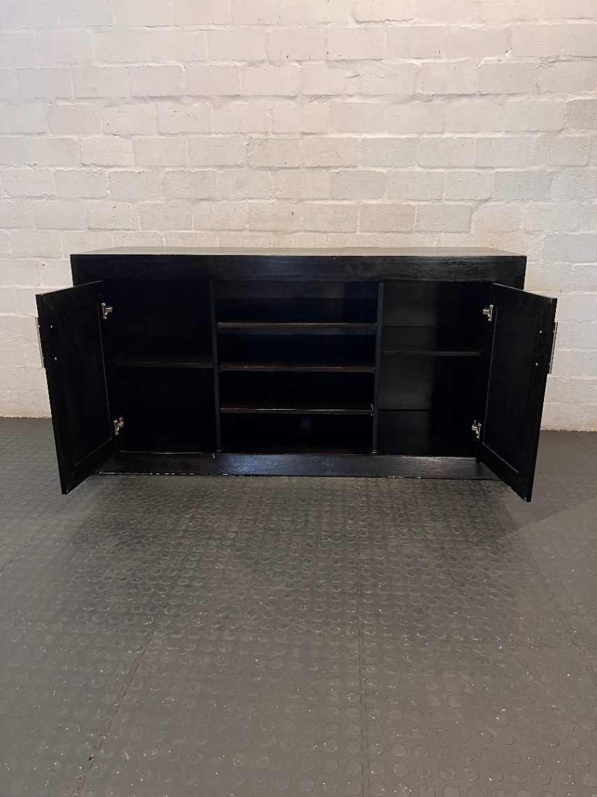 Dark Brown Wooden TV Cabinet with Storage - Fair Condition - 2ndhandwarehouse.com