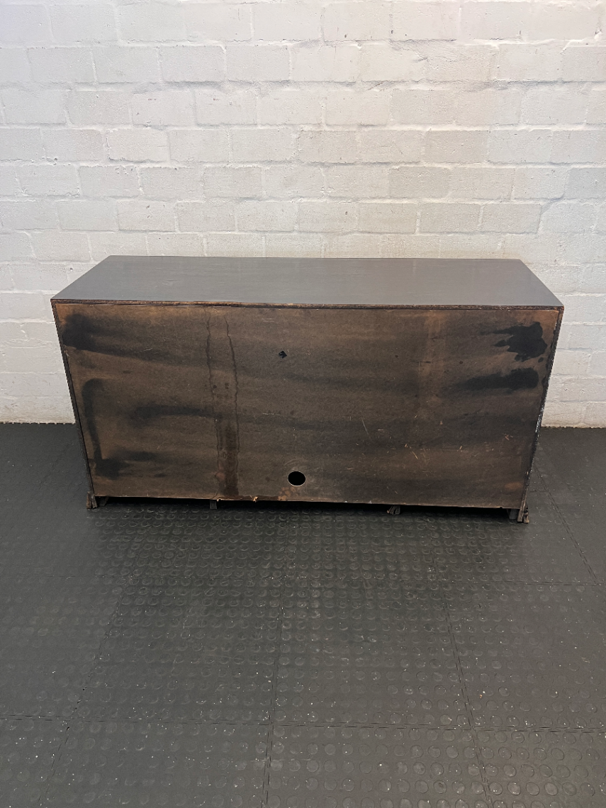 Dark Brown Wooden TV Cabinet with Storage - Fair Condition - 2ndhandwarehouse.com