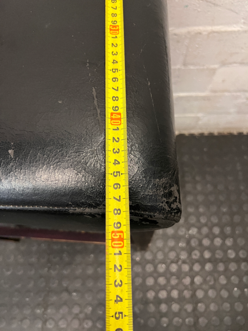 Dark Faux-Leather Upholstered Bar Stool — Well Used with Heavy Surface Wear