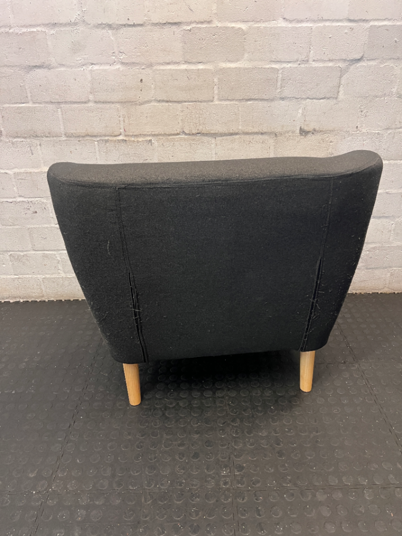 Dark Grey Decofurn 1 Seater Couch - Worn Arms and Sagging Seat - 2ndhandwarehouse.com