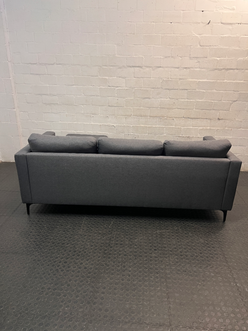 Dark Grey Santino Fabric Couch with Chaise — Very Good Condition