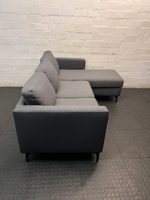 Dark Grey Santino Fabric Couch with Chaise — Very Good Condition