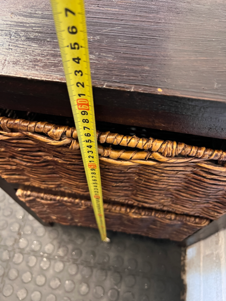 Dark Wood 2-Basket Storage Unit - Visible Surface Wear - 2ndhandwarehouse.com