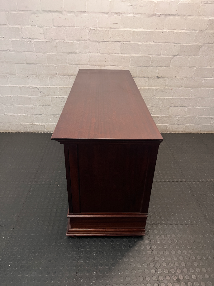 Dark Wood 3-Drawer Sideboard with Cupboards — Well-Maintained Condition