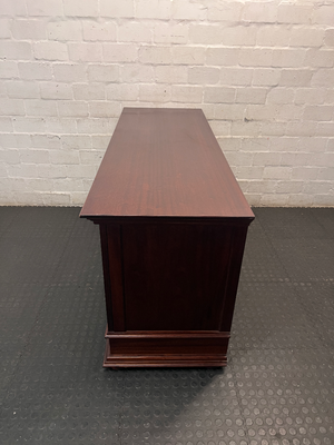 Dark Wood 3-Drawer Sideboard with Cupboards — Well-Maintained Condition